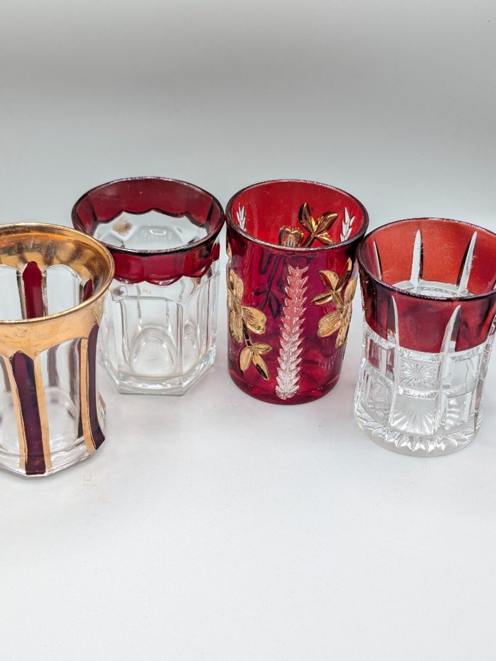 Four Vintage Ruby Glass Tumblers